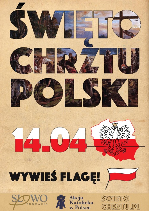Plakat zachęcający do udziału w święcie chrztu Polski