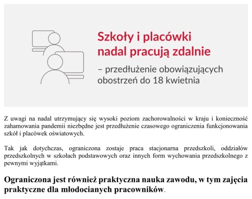 Nowe obostrzenia w związku z pandemią do 18.04