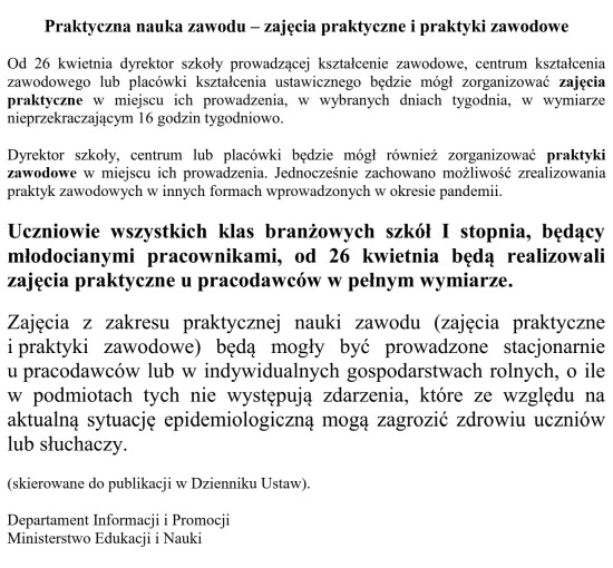 Zasady w związku z pandemią od 26.04