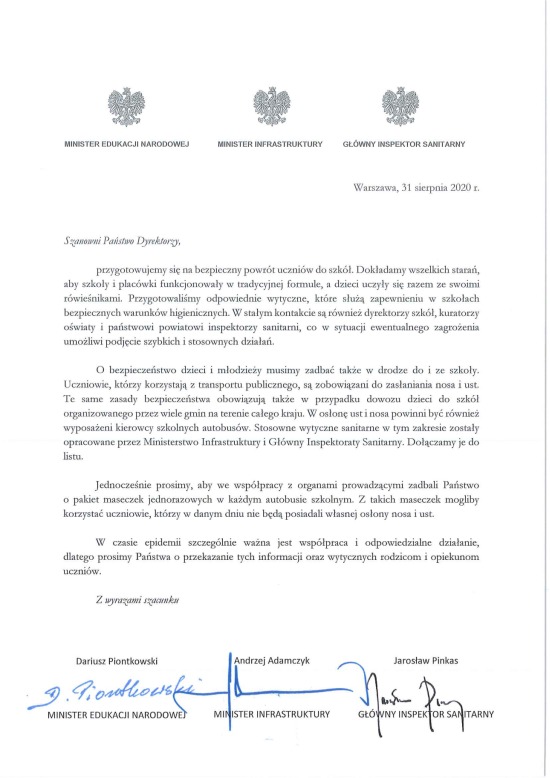 Dojazd do szkoły w czasie pandemii